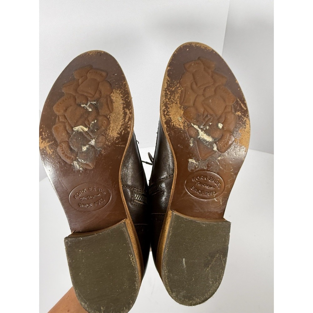 Kork-Ease Brown Leather Lace Up Ankle Boot Cap Toe Equestrian Zip Bootie 7.5 - Picture 15 of 15